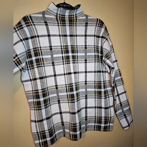 Tahari Plaid turtleneck long sleeve top Size Large - Picture 7 of 9